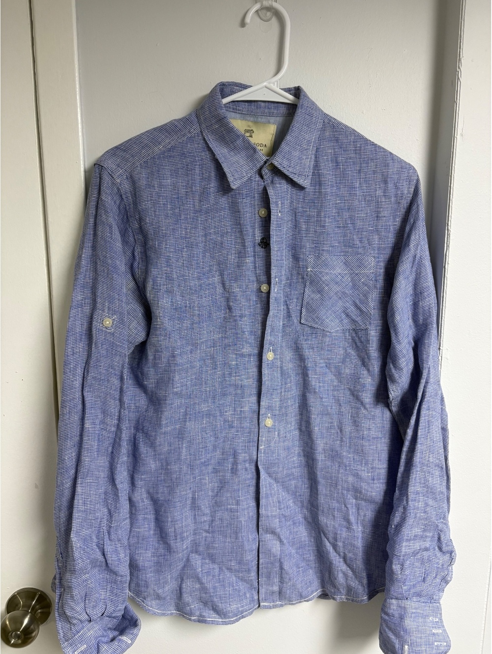 Scotch & Soda Men's Blue Button-Up Shirt Size S